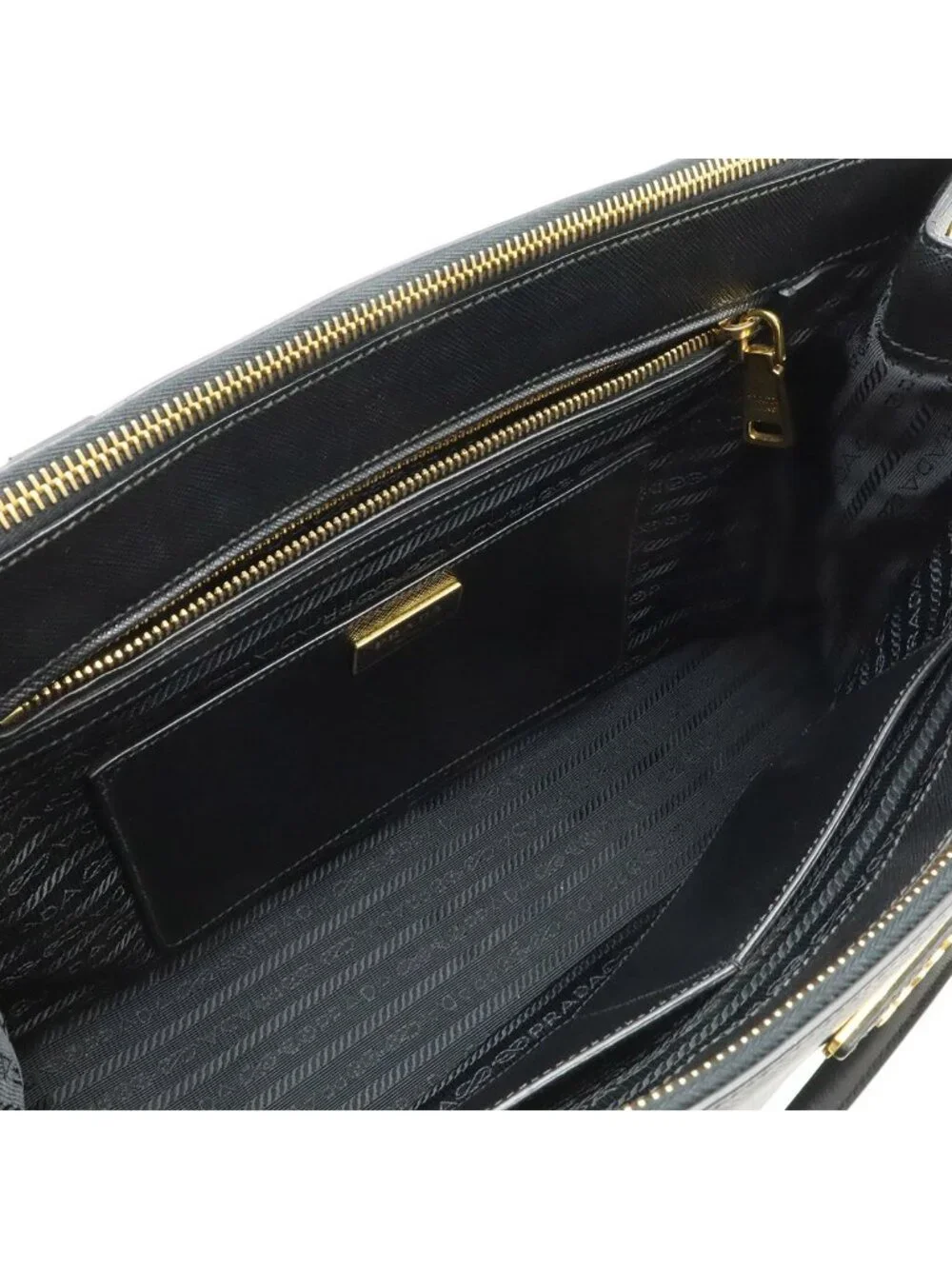 Prada Galleria Saffiano Tote Leather Nero Black Gold